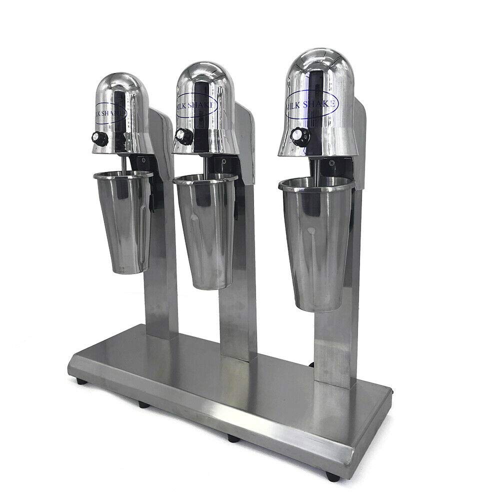 Professional Stainless Steel Milkshake Maker with 3 Speeds - 800ml x3 Cups for Smoothies, Ice Cream & Fruit Blends - Commercial Countertop Blender for Shops, Cafes & Home Kitchens
