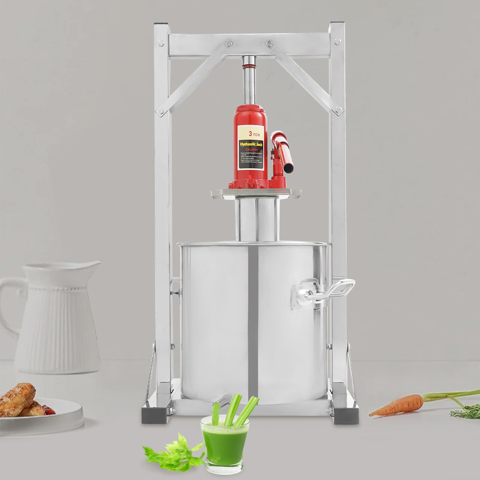 12L Stainless Steel Apple Cider Press & Fruit Grinder - Heavy Duty Fruit Pulp Crusher for Grapes, Apples, Wine & Juice Making - Perfect for Home Brewing, Cider Production & Farm Fresh Beverages