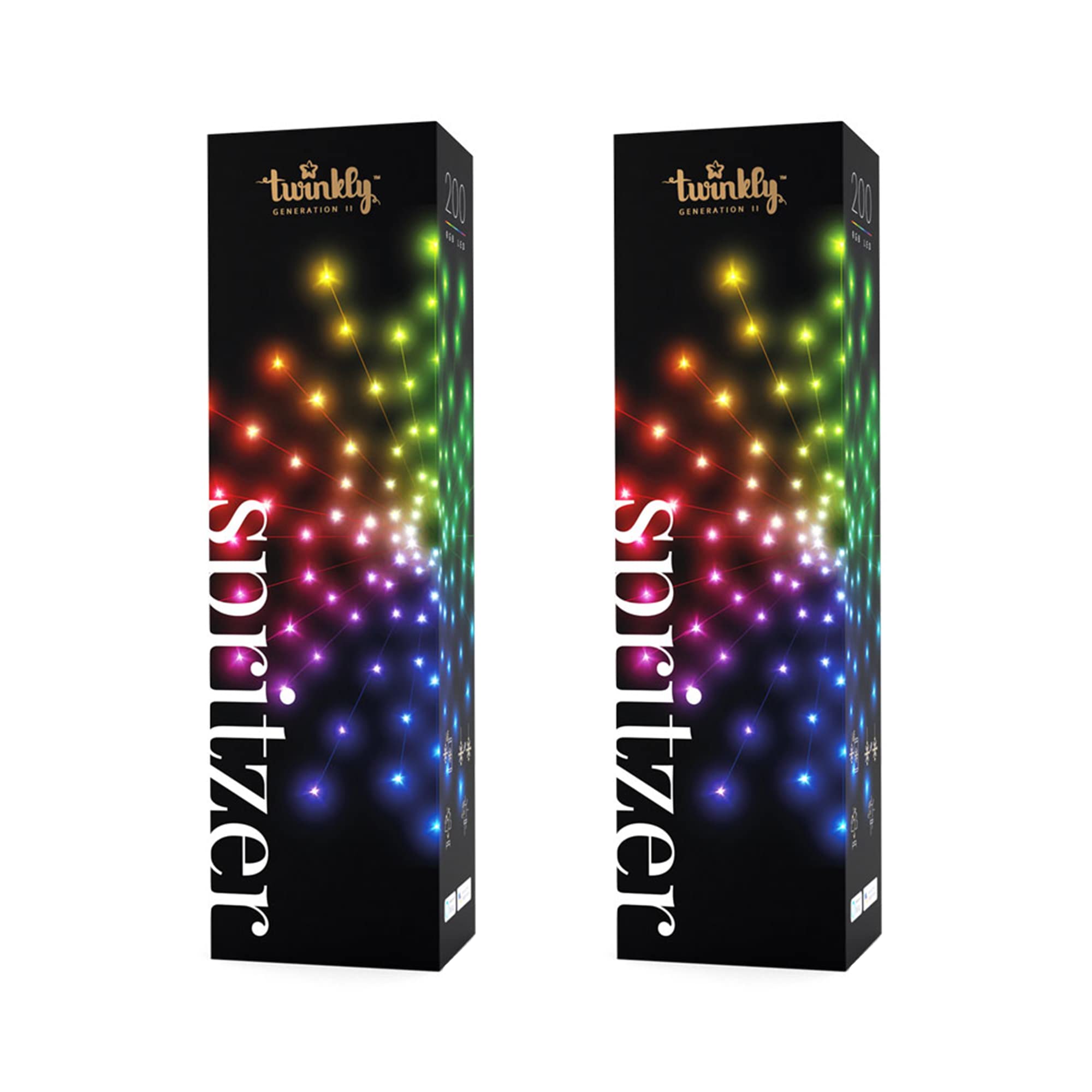 Twinkly Smart Decoration 200 RGB LED Multicolor Indoor & Outdoor App Controlled Holiday String Lights - 2 Pack (Generation 2) - Perfect for Christmas Tree, Patio, Garden & Party Decorations