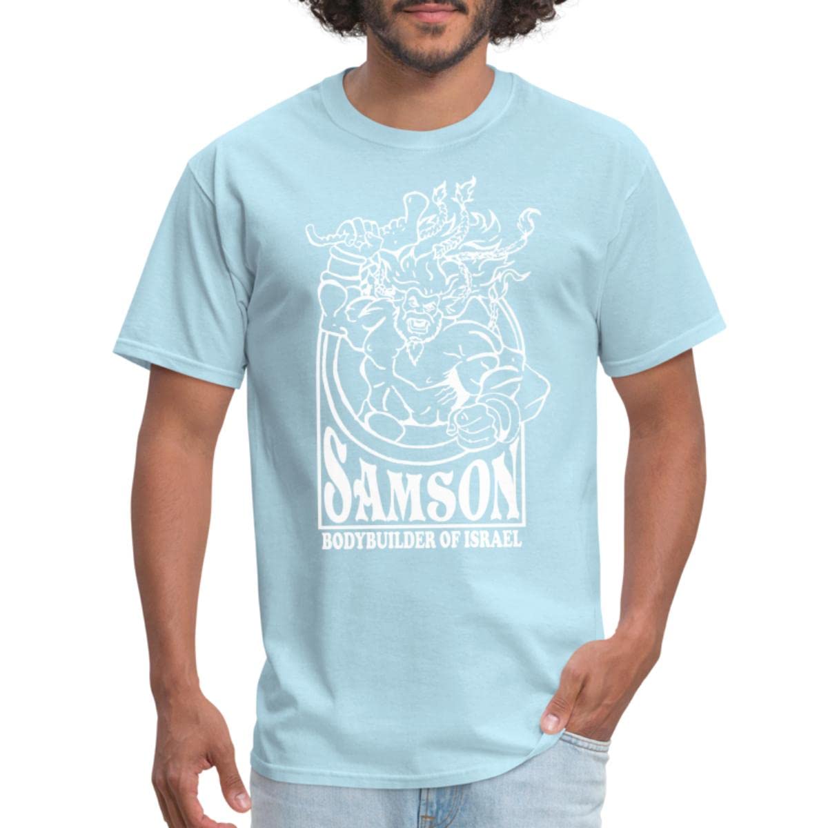 Funny Bible Samson Bodybuilder T-Shirt for Men - Gym & Casual Wear