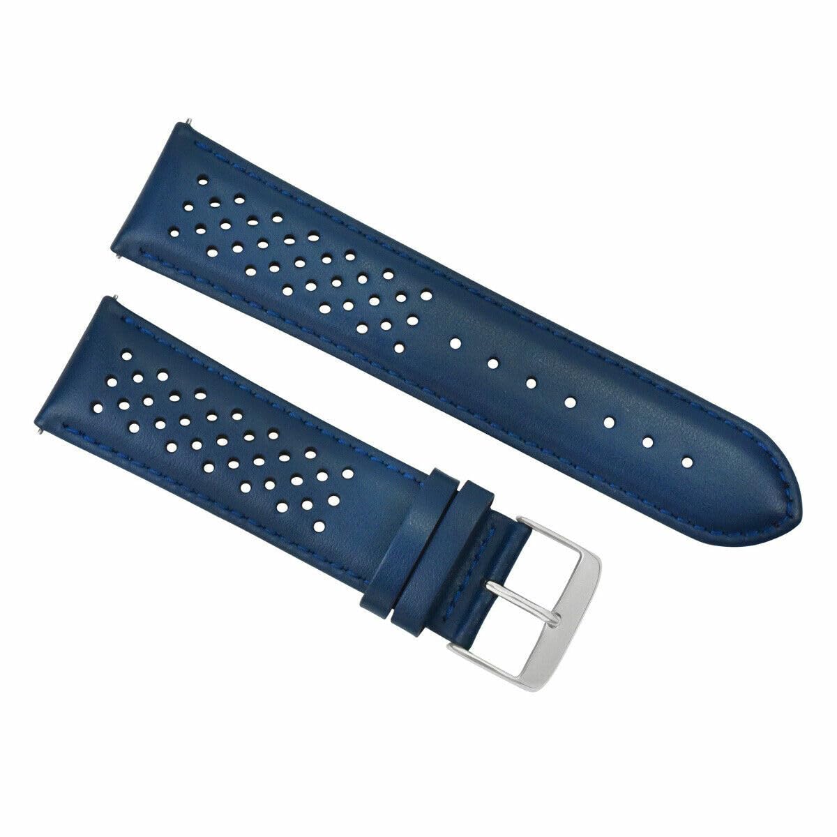 24mm Perforated Leather Watch Band Strap - Quick Release Black Replacement Strap Compatible with Tag Heuer Carrera - Perfect for Sports, Casual & Dress Watches