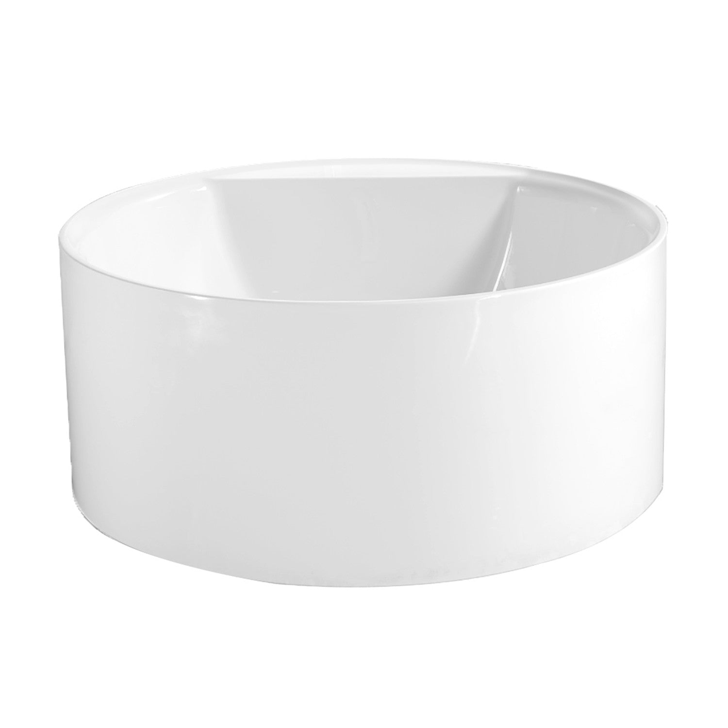 Aqua Eden VTRO535322 53-Inch Acrylic Round Freestanding Bathtub - Double Ended Design with Drain - Glossy White Finish - Perfect for Modern Bathrooms & Spa-Like Relaxation