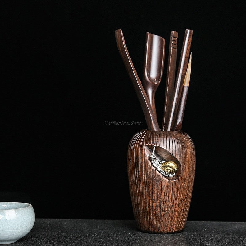 Premium Ebony Wood Japanese Tea Ceremony Set - Traditional Matcha Whisk, Scoop & Bowl for Authentic Tea Brewing at Home or Gifting