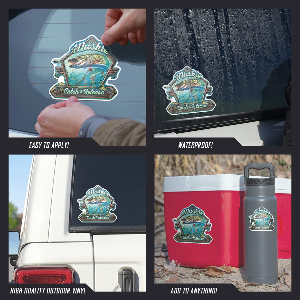 Premium Muskie Catch & Release Fishing Decals - Set of 2 Durable Vinyl Stickers for Cars, Trucks, Boats, Tumblers & Laptops - Perfect for Anglers & Fishing Enthusiasts