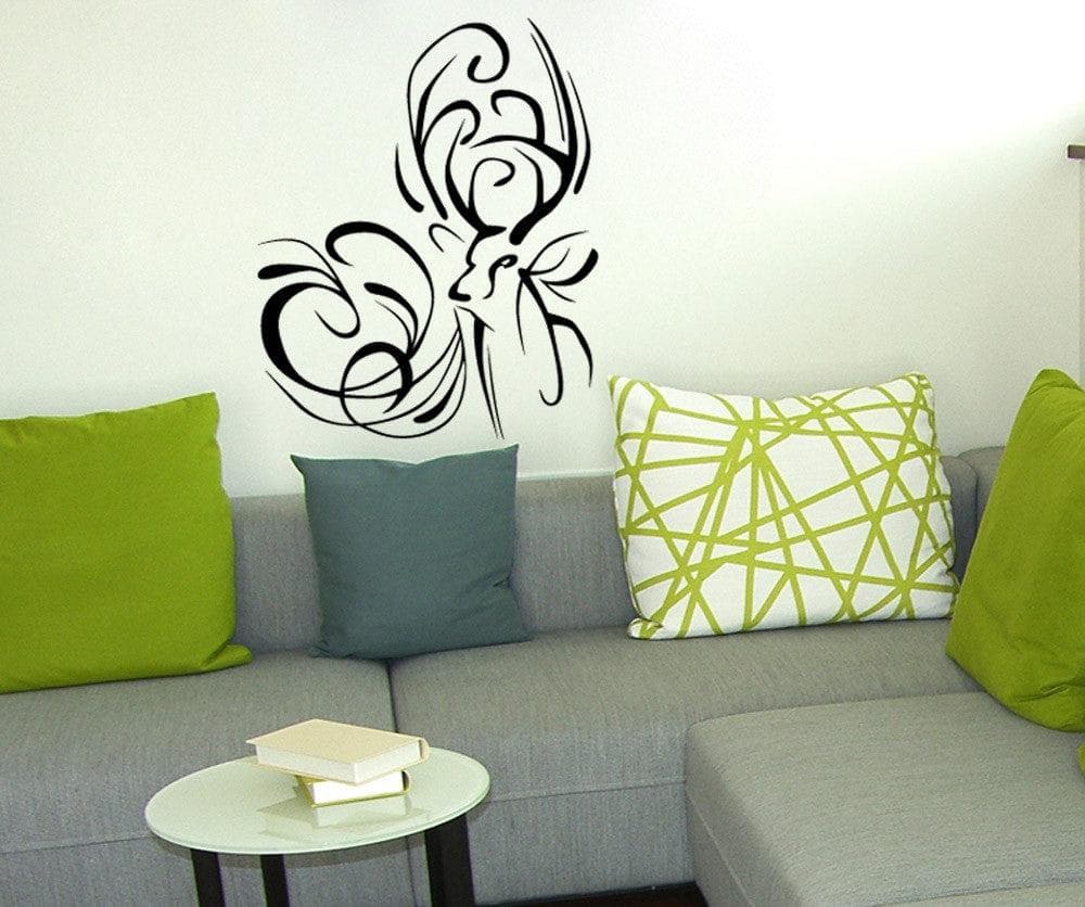 Vinyl Wall Decal Sticker - Elegant Deer with Swirls Design #5319 | Perfect for Nursery, Bedroom & Home Decor