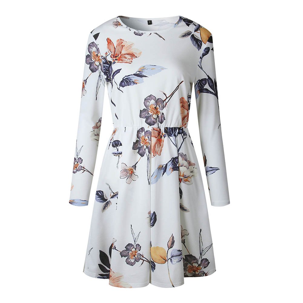 Floral Maternity Dress for Women - Long Sleeve Bodycon Swing Pleated Knee Length Dress for Pregnancy - Perfect for Baby Showers, Maternity Photos & Casual Outings