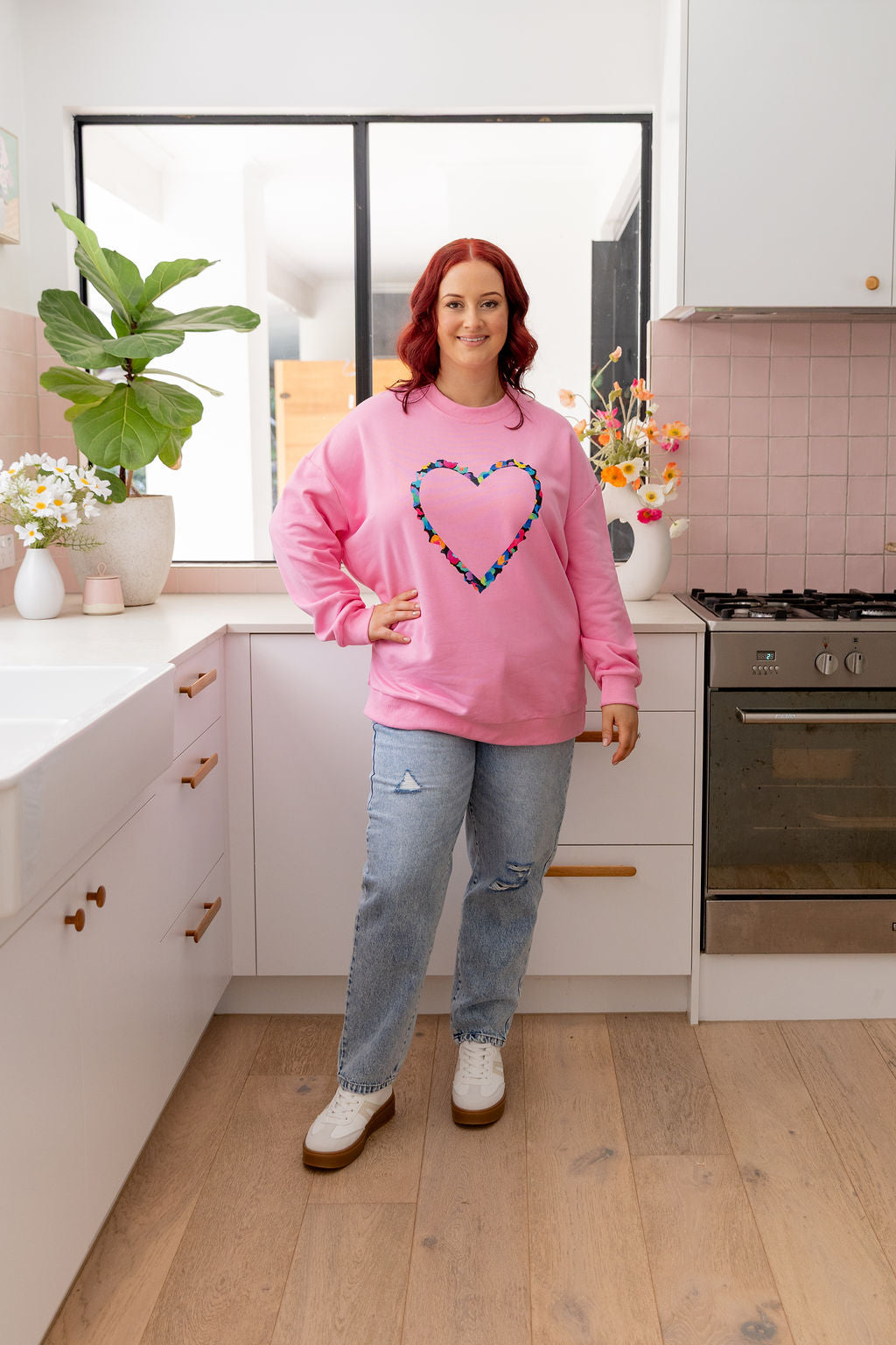 Kasey Rainbow Adore Heart Sweater - Pink Bubblegum Knitwear for Women | Perfect for Valentine's Day Gifts & Cozy Winter Outfits