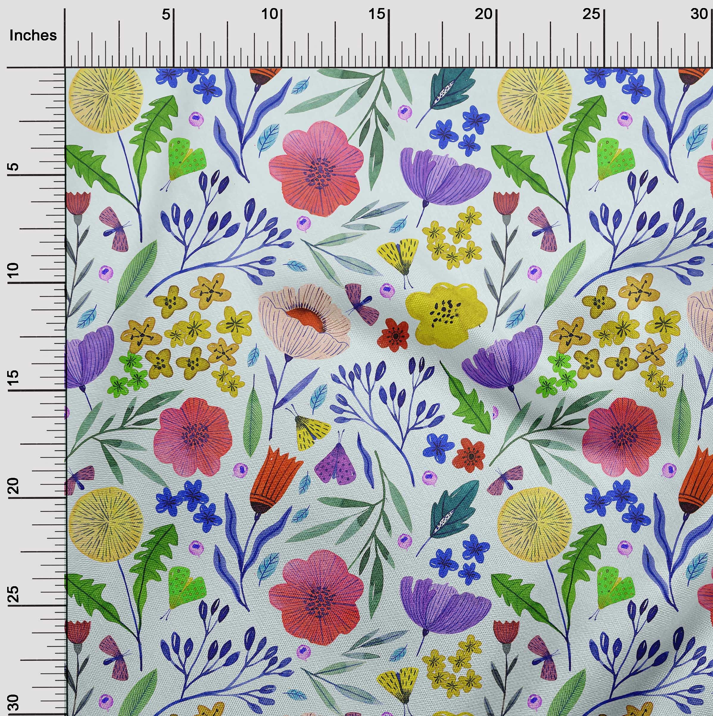 oneOone Cotton Silk Peach Fabric with Leaves & Clover Print - 42 Inch Wide DIY Sewing Material for Clothing, Dresses, Curtains & Home Decor Projects | Premium Fabric by The Yard