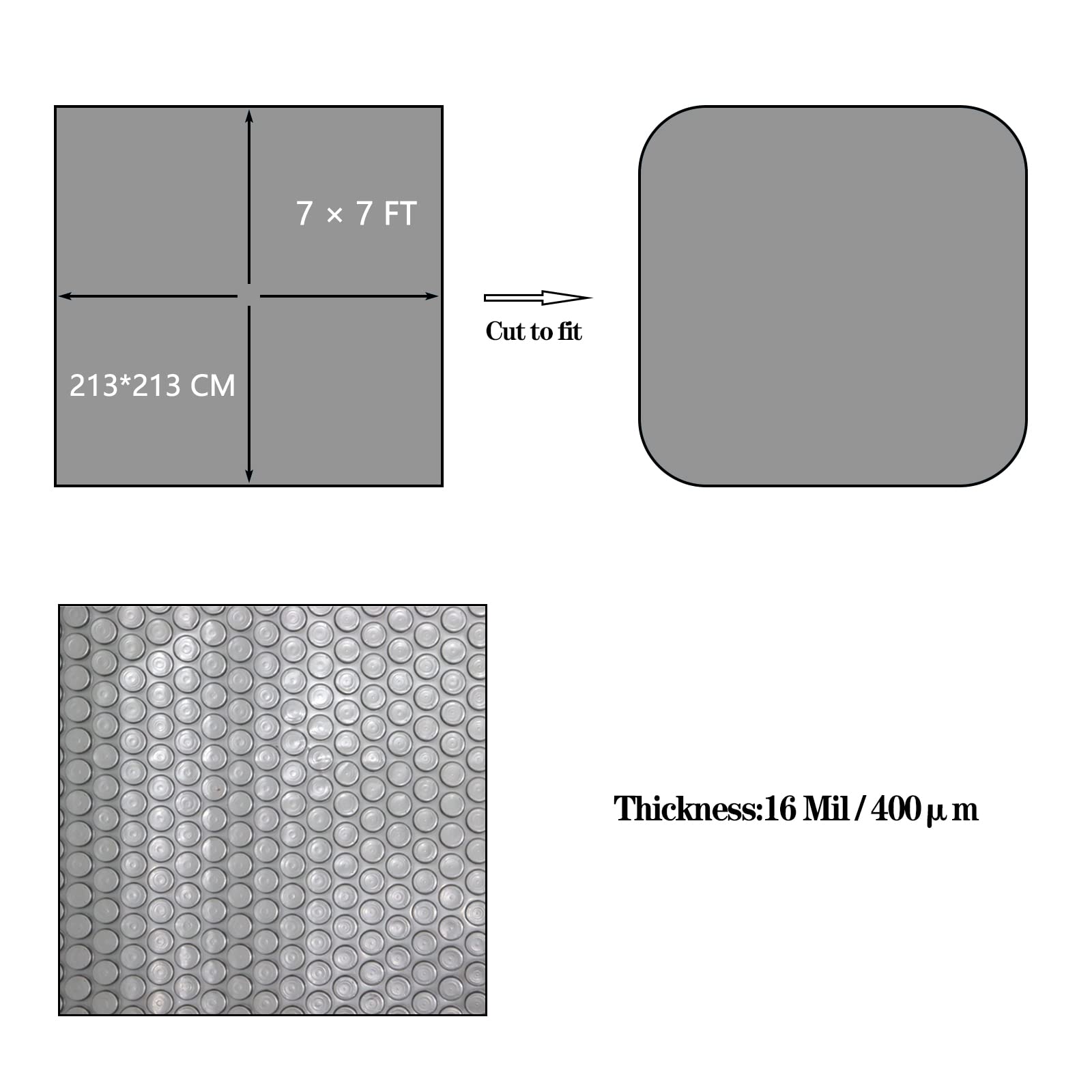 7x7 FT Hot Tub Bubble Blanket - 16-Mil Heavy Duty Solar Pool Cover | Insulating Thermal Blanket for Spa Heat Retention & Energy Savings | Perfect for Outdoor Jacuzzis, Backyard Pools & Winter Protection (Gray)