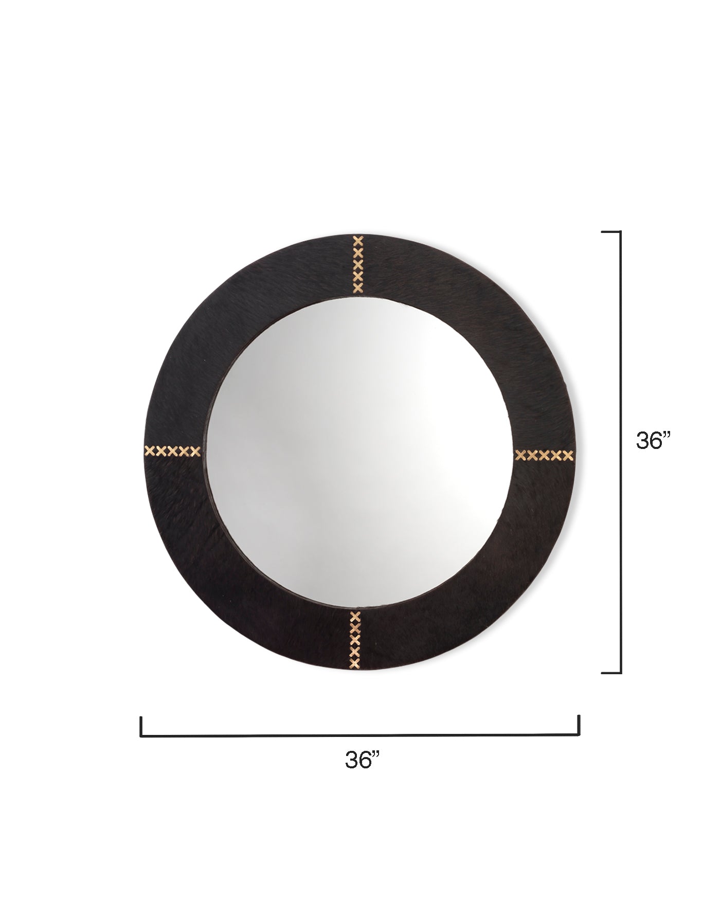Round Cross Stitch Mirror - Handmade Espresso Wooden Wall Decor for Home & Office - Perfect for Living Room, Bedroom, or Gift Giving