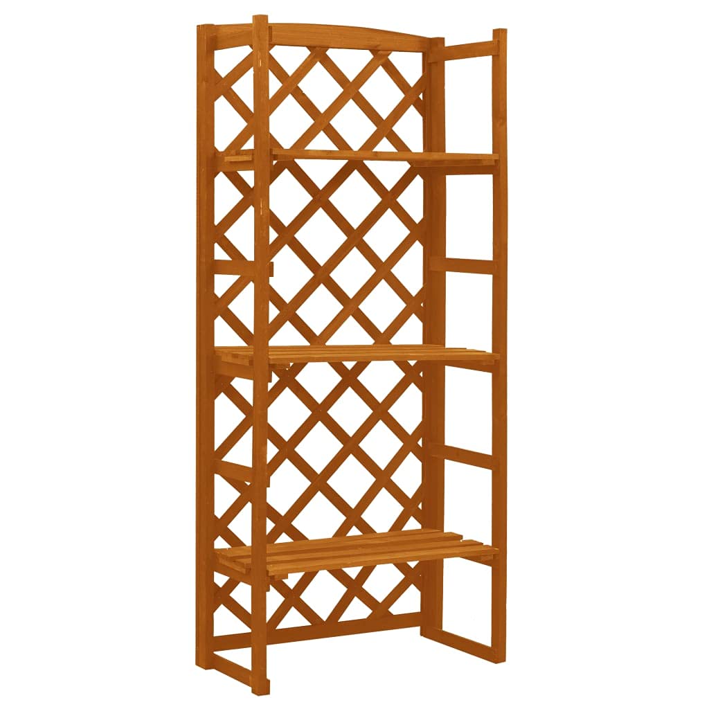 3-Tier Wooden Plant Stand for Indoor & Outdoor Use - Firwood Flower Display Shelf for Patio, Garden, Living Room, Balcony & Bedroom - 23.6x11.8x55.1 Inches with Trellis (Orange) - Perfect for Small Space Decor & Vertical Gardening