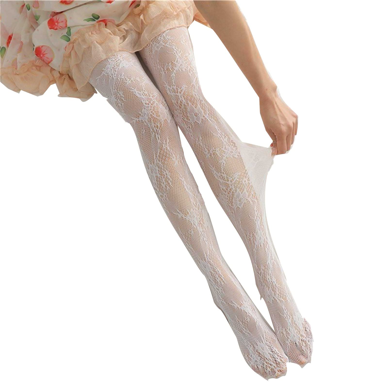 XOWRTE Women's Sexy Floral Fishnet Stockings - Ribbon Pattern Tights & Pantyhose - One Size Fits Most - Perfect for Cosplay, Date Night & Lingerie Fashion