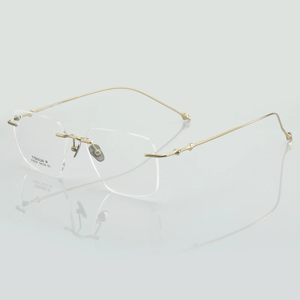 Aror Unisex Rimless Square Titanium Eyeglasses 14239 - Lightweight Durable Frame for Men & Women - Perfect for Reading, Work & Everyday Use