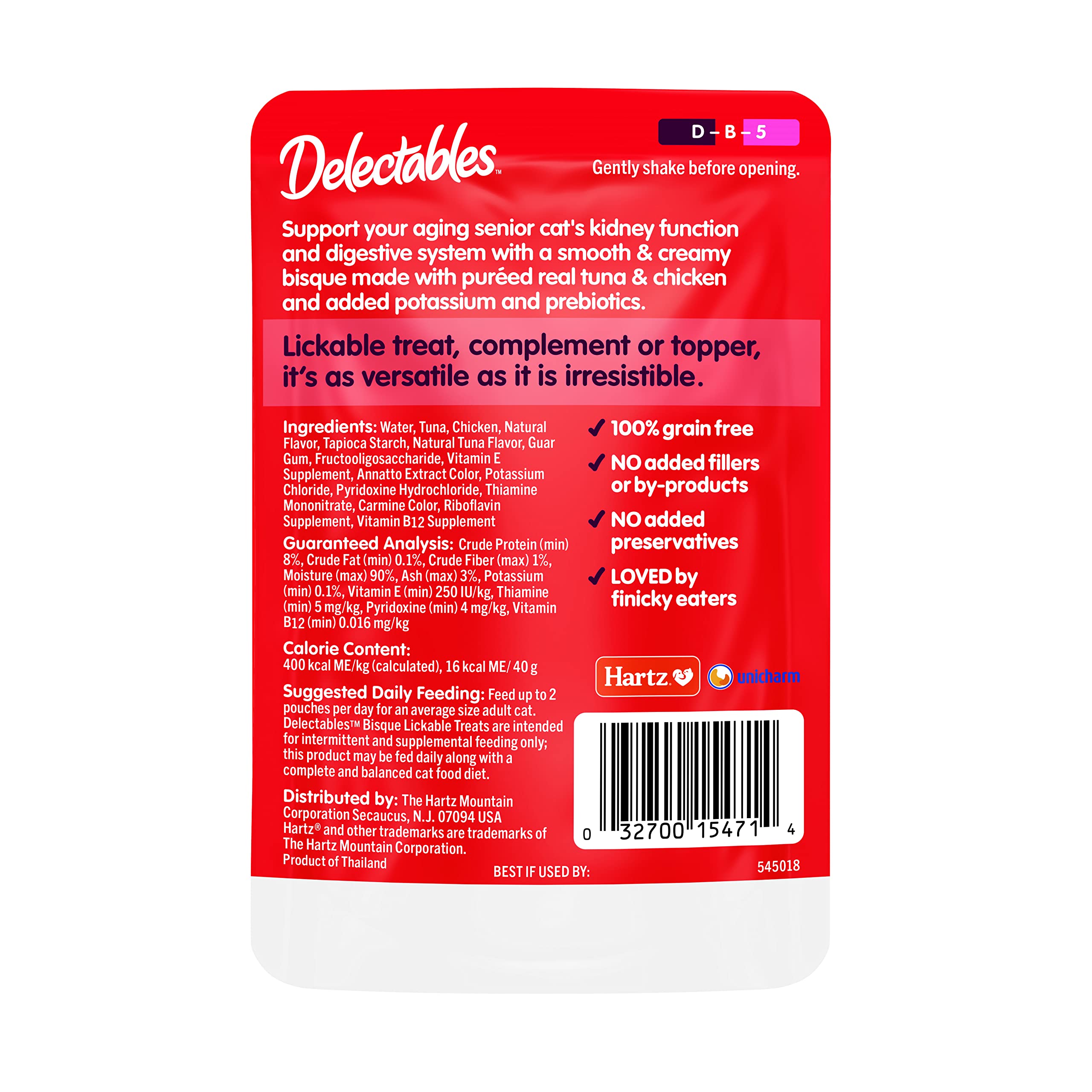 Delectables Lickable Wet Cat Treats - Tuna & Chicken Flavor, 1.4oz (12 Pack) | Healthy Snack for Cats | Perfect for Training, Bonding & Senior Cats