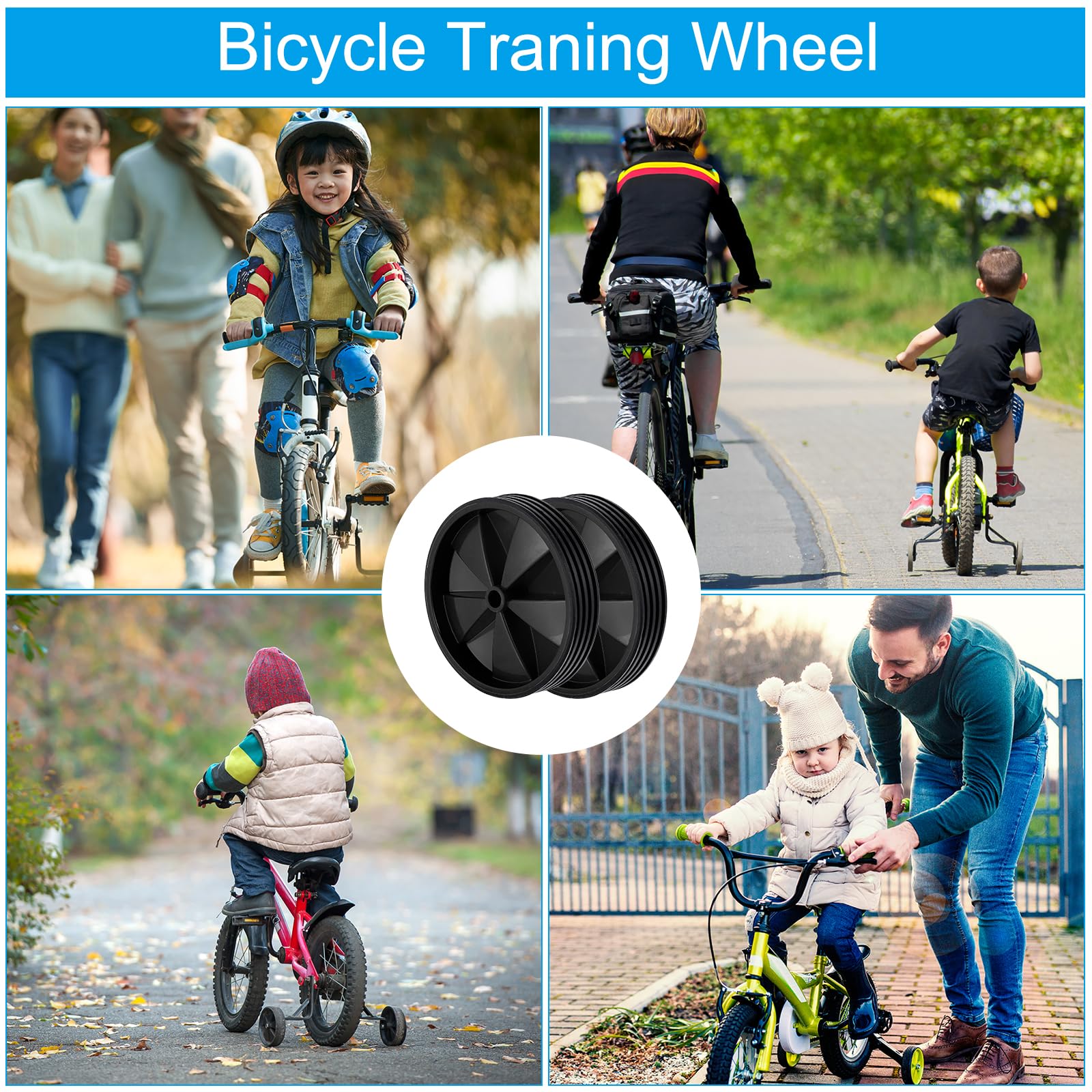PATIKIL Bike Training Wheels for Kids - Adjustable Bicycle Stabilizer Wheels, Balance Training Aid for Boys & Girls Bikes - Perfect for Learning to Ride, Replacement Parts for 12-20 Inch Bicycles (Great for Beginners & Safety Practice)