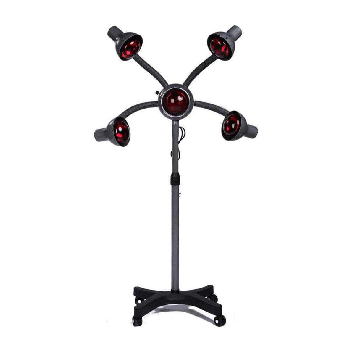 750W Infrared Heat Lamp with Red Light Therapy - 5 Head Adjustable Portable Floor Hair Dryer Stand for Styling, Perming & Accelerating Drying - Salon & Home Use for Faster, Healthier Hair Care