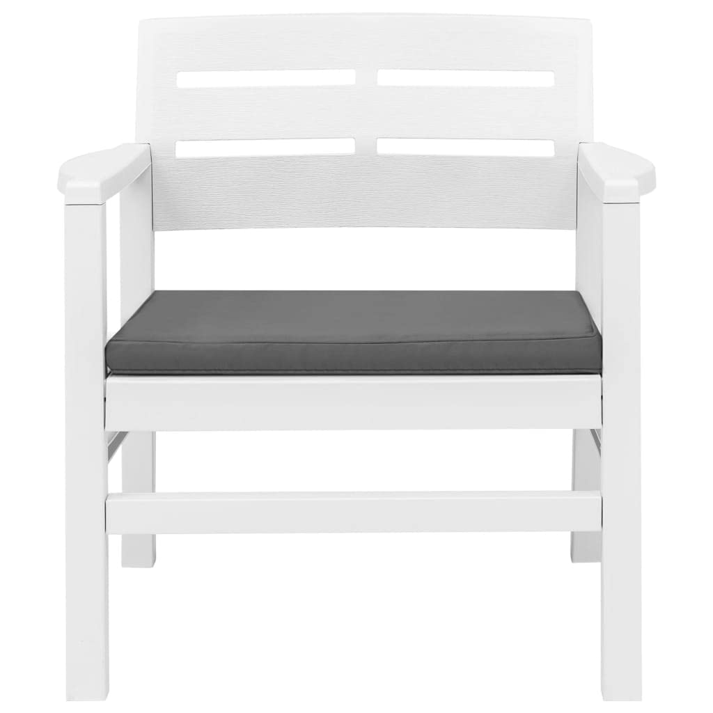 CHARMMA 3-Piece White Plastic Patio Lounge Set - 21kg - Outdoor Furniture for Garden, Poolside & Backyard Relaxation