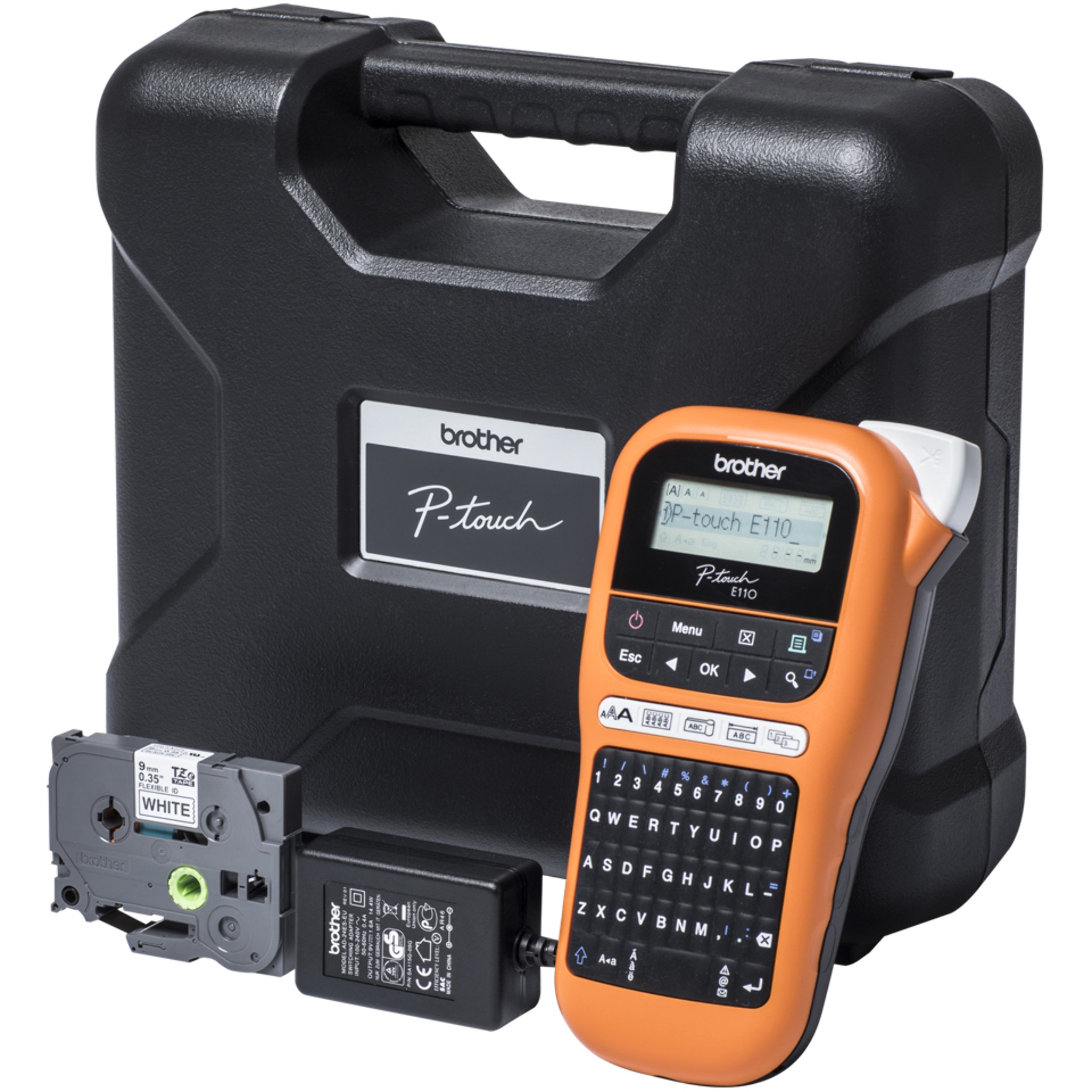 Brother PT-E110VP Handheld Electrician Label Printer - PTE110VPZW1 Nordic Version | Ideal for Electrical Wiring, Network Cabling & Industrial Labeling