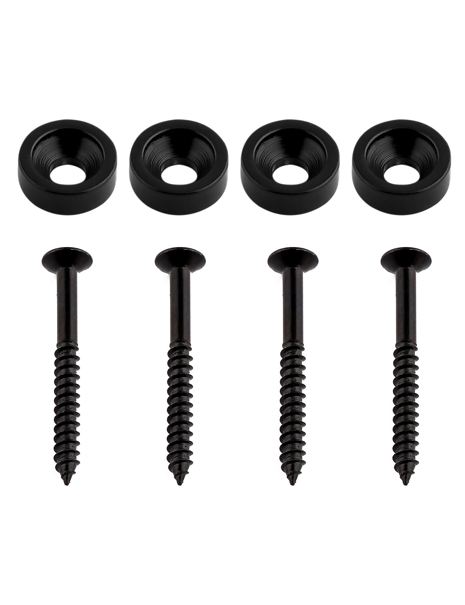 Holmer Guitar Neck Joint Bushings Ferrules and Bolts Set of 4Pcs - Black Hardware Kit for Electric Guitar & Bass Guitar Repair | Perfect for DIY Guitar Maintenance and Neck Reinforcement