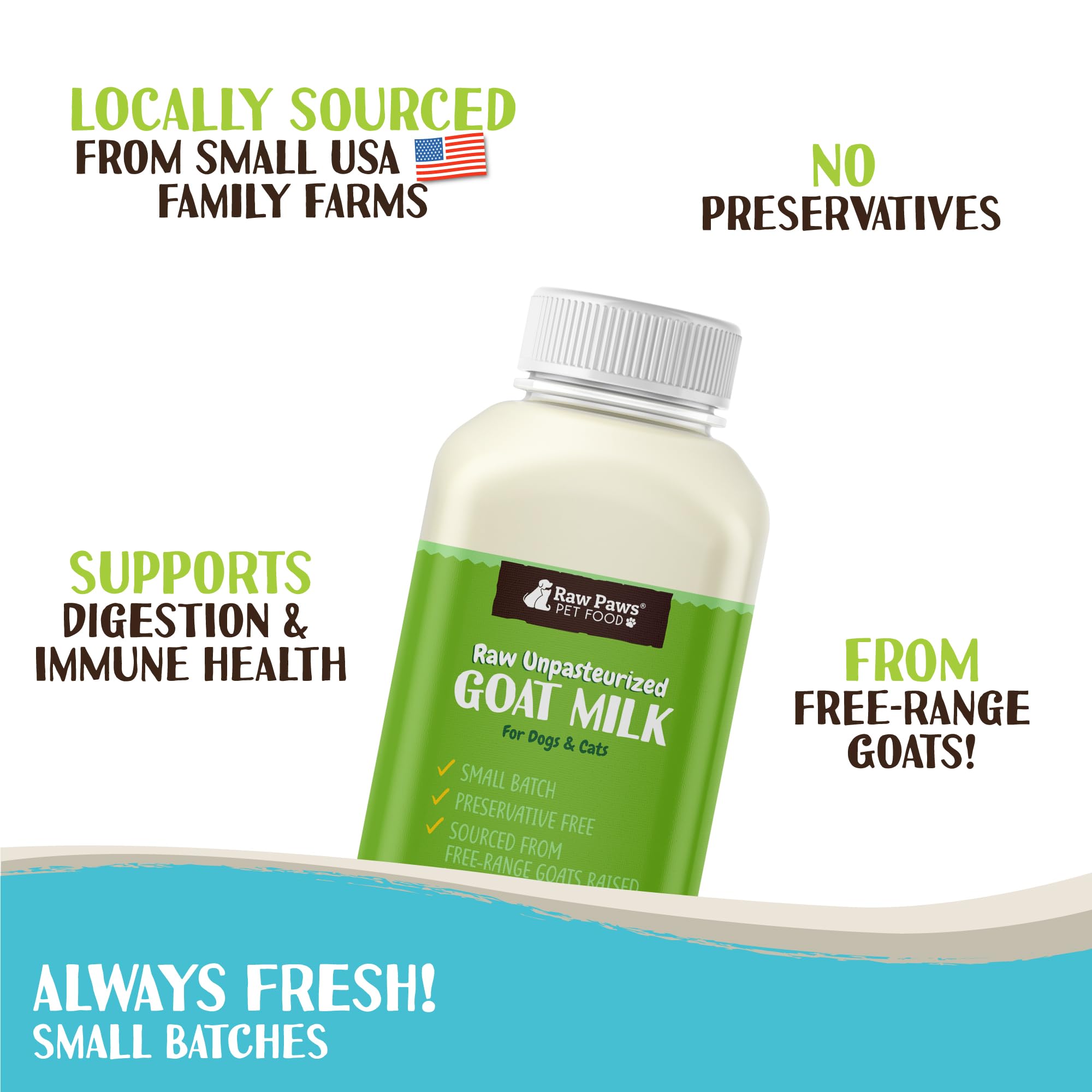 Raw Unpasteurized Goat Milk for Dogs & Cats - 16oz (14 Pack) | Natural Pet Milk Replacer for Puppies & Kittens | Digestive Supplement for Sensitive Stomach | Frozen Raw Goat Milk Topper for Dog Food | Perfect for Hydration, Nutrition & Picky Eaters