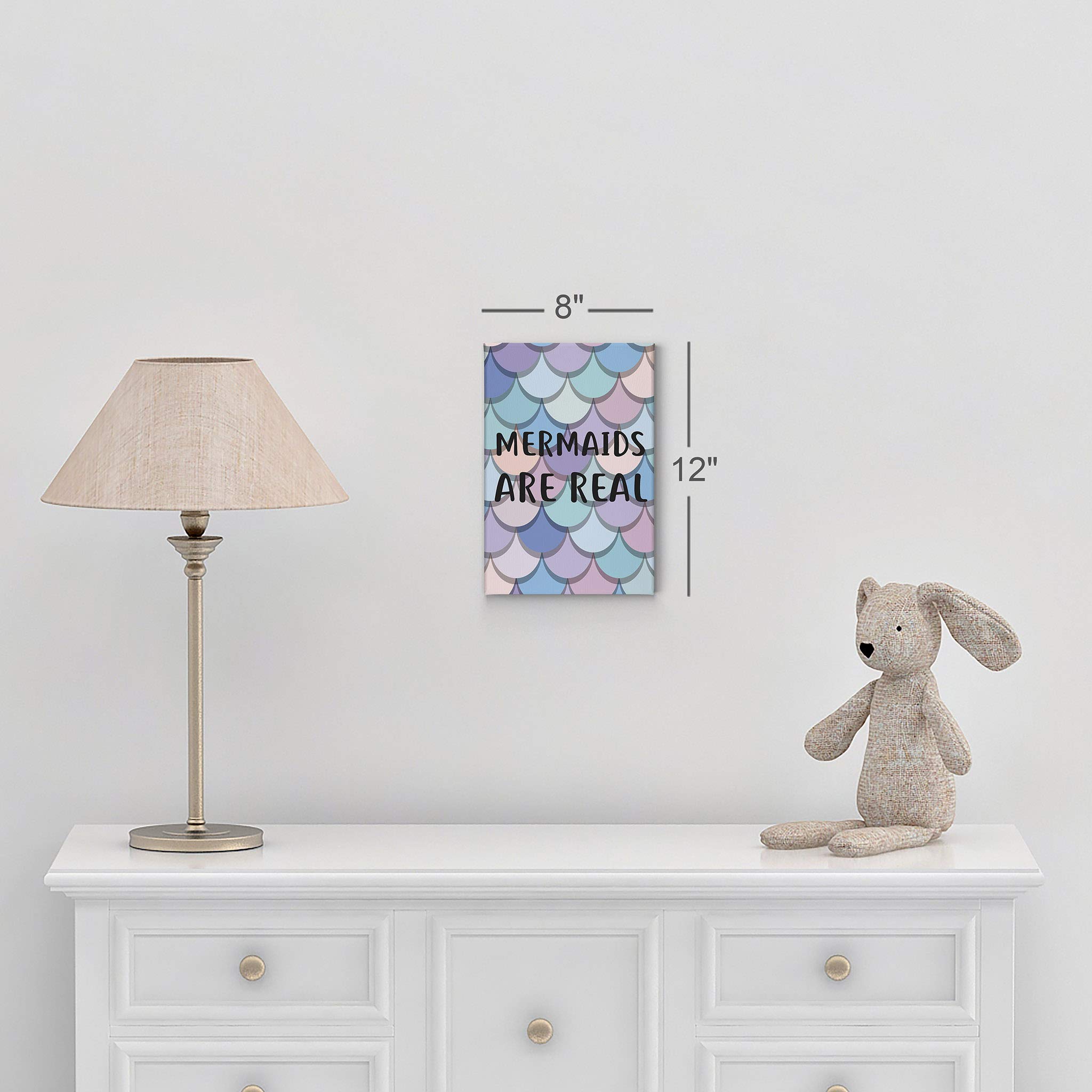 Smile Art Design 'Mermaids Are Real' Quote Canvas Print - 36x24 Inch Mermaid Wall Art for Kids Room, Nursery Decor, Baby Room Decor | Ready to Hang, Made in USA | Perfect for Beach-Themed Bedrooms & Underwater Fantasy Decor