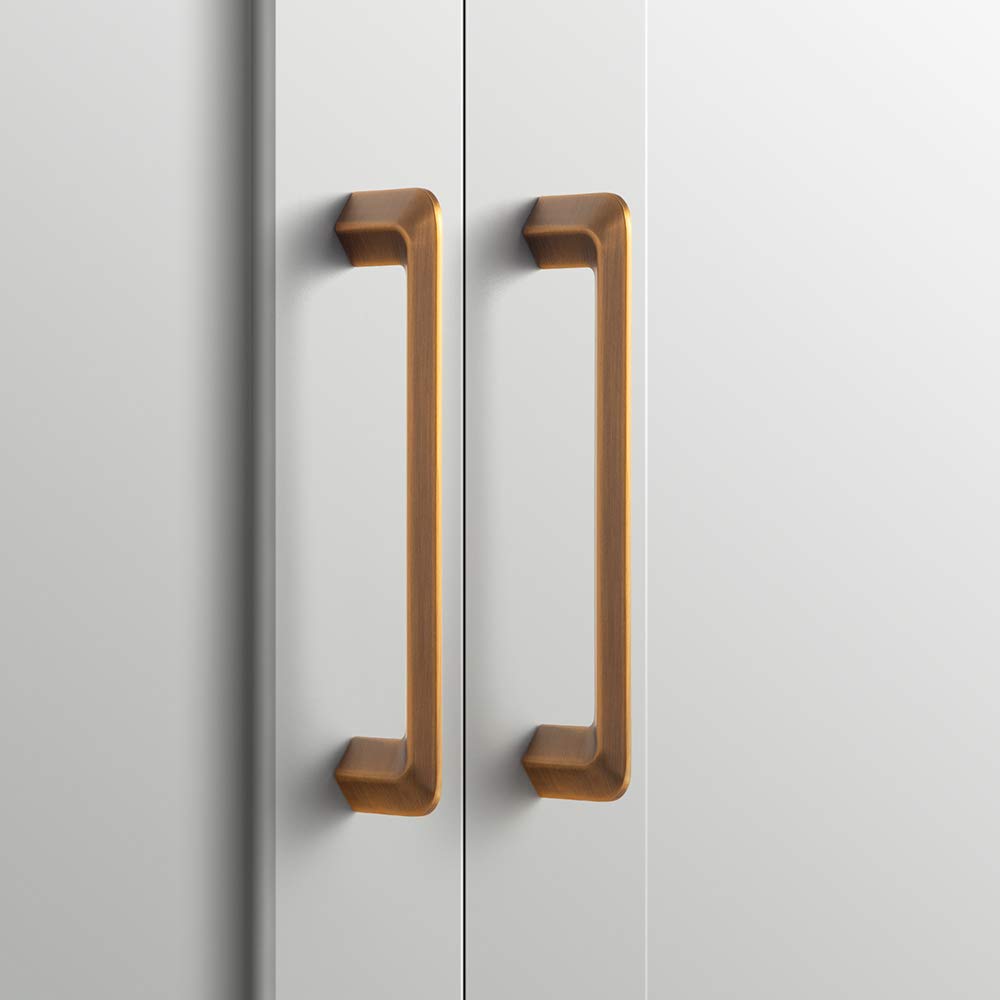 Goo-Ki Brushed Brass Zinc Alloy Cabinet Handles - 7.56''(192mm) Hole Center, 10 Pack - Premium Kitchen & Bedroom Cabinet Pulls for Modern Home Decor - Durable Hardware for Cabinets, Dressers & Furniture