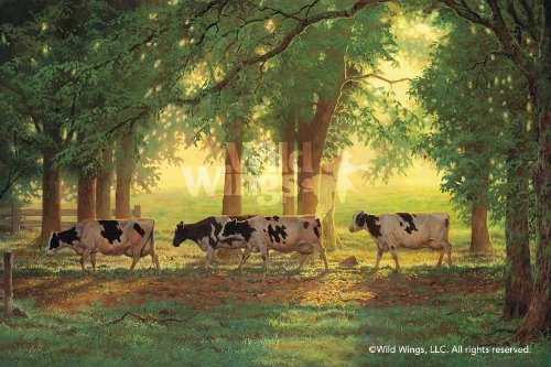 Chris Cummings - Heading Home - Cows Painting | Countryside Wall Art Decor for Living Room, Bedroom & Office | Farmhouse Rustic Home Decor