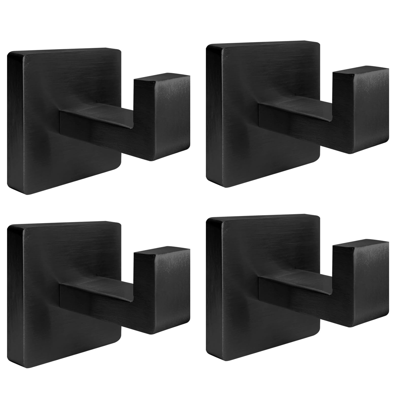 4 Pack Matte Black Stainless Steel Towel Racks for Bathroom - Heavy Duty Bath Towel Hooks, Robe & Coat Hangers - Perfect for Kitchen, Laundry Room & Bathroom Organization