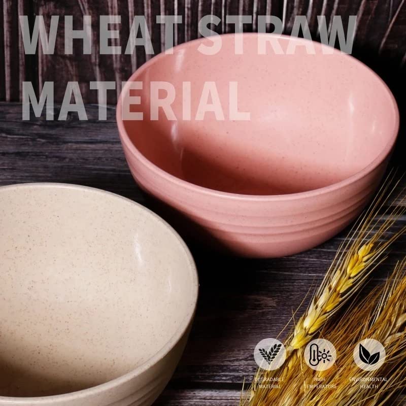 Eco-Friendly Unbreakable Wheat Straw Bowls Set of 4 (20oz) - Microwave & Dishwasher Safe Durable Serving Bowls for Soup, Salad, Oatmeal | Perfect for Family Dinners, Picnics & Meal Prep
