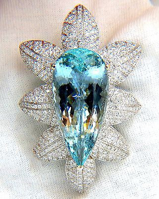 69.37 Carat GIA Certified Natural Aquamarine & Diamond 3D Snowflake Pendant Brooch in 18K Gold - Elegant Jewelry for Weddings, Anniversaries & Special Occasions
