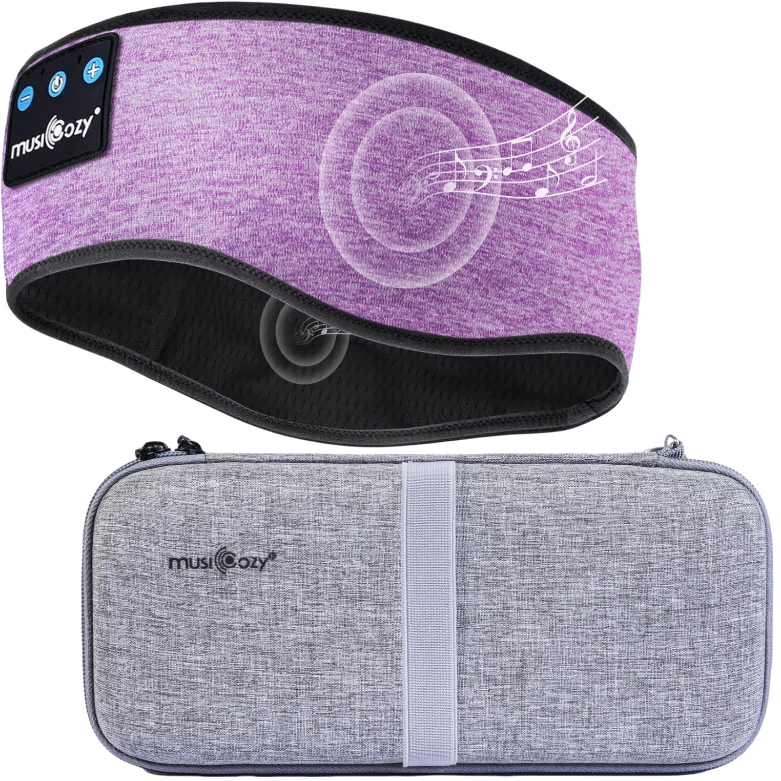 Musicozy Bluetooth Sleep Headband with Hard Case - Wireless Headphones for Sleeping, Sports & Travel | HD Stereo Sound | Perfect for Yoga, Meditation & Relaxation at Home