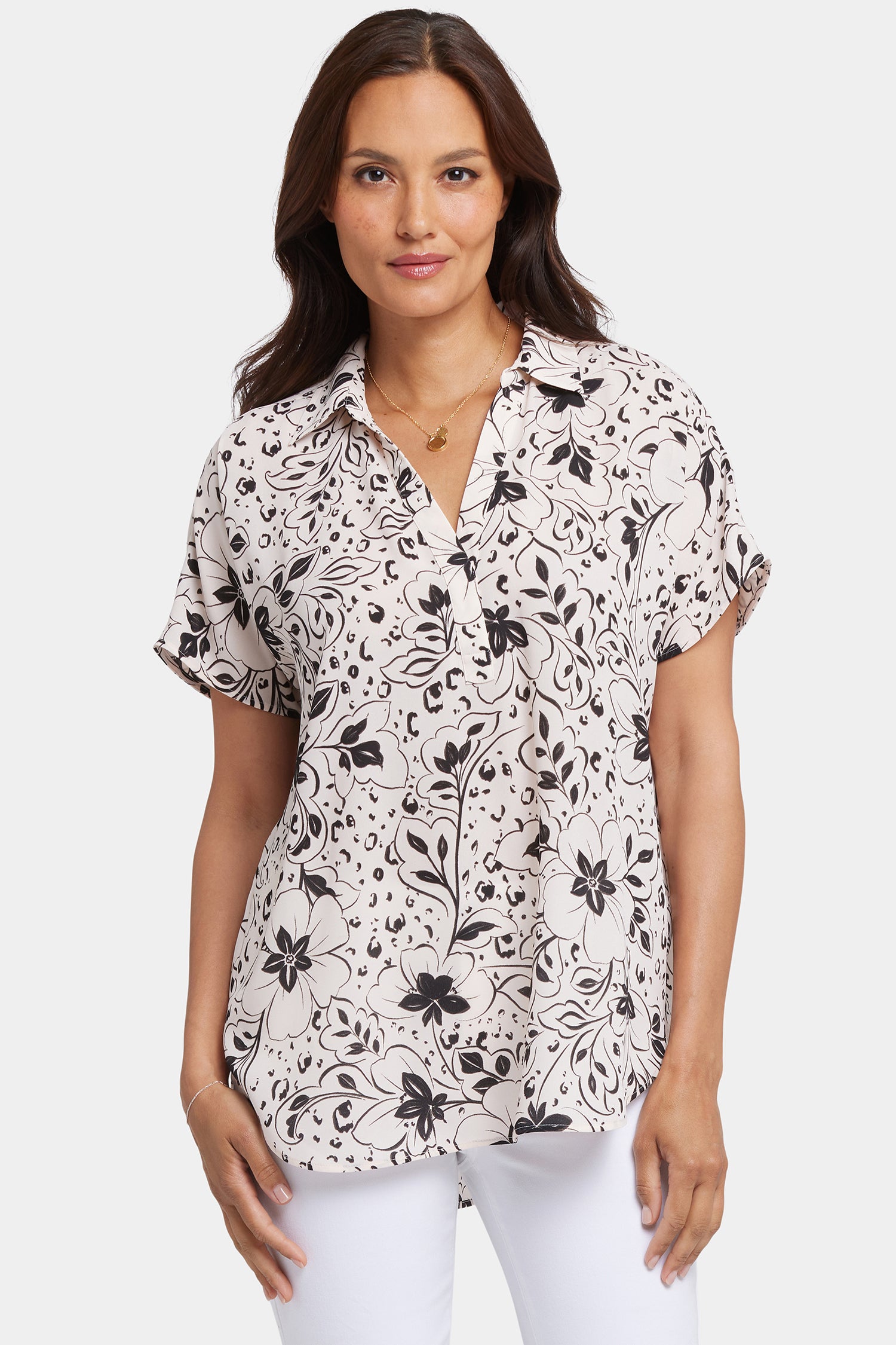 Becky Short Sleeve Blouse - Luna Flores Floral Print Top for Women | Casual Office Wear & Summer Outfits