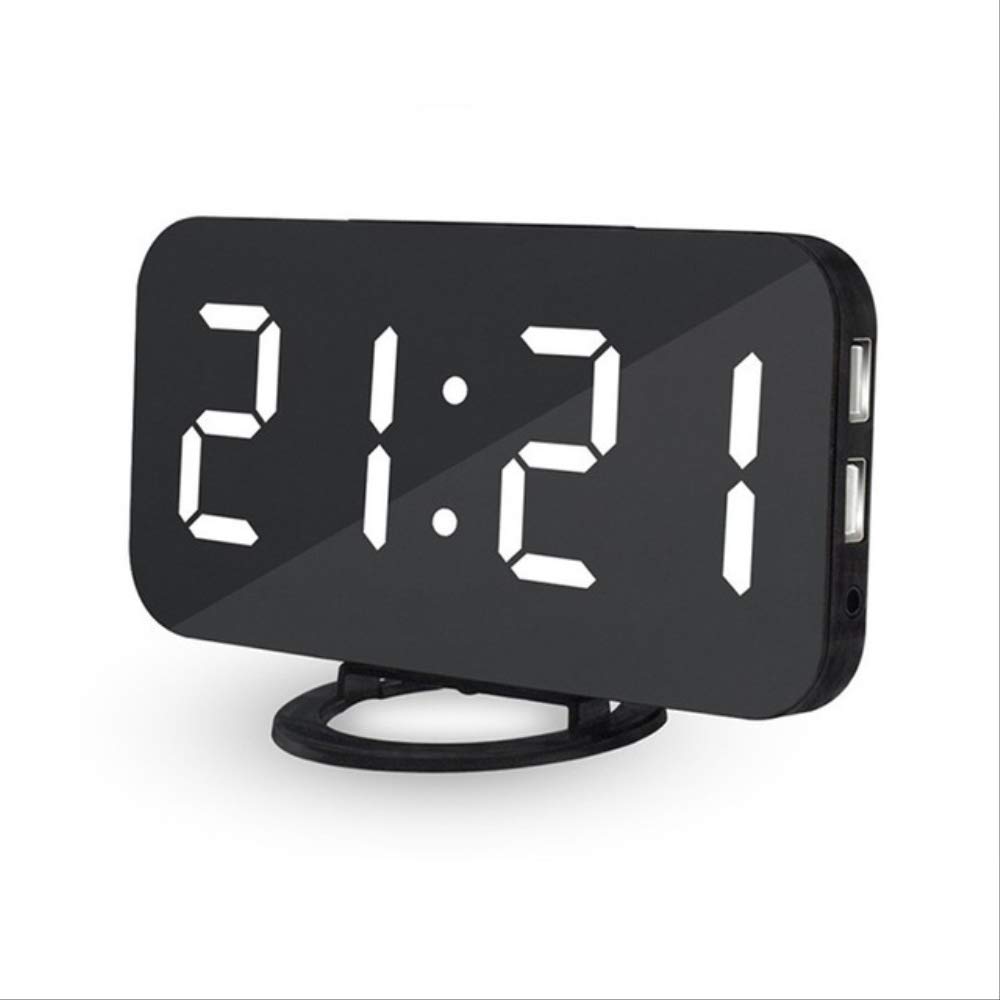Digital LED Alarm Clock Mirror with USB Phone Charging, Auto-Adjustable Light & Snooze Function - Perfect for Bedroom, Office, and Travel