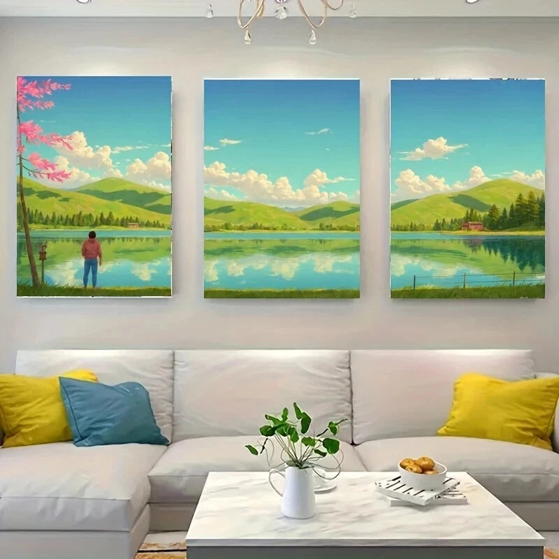 3-Piece Majestic Metal Print Wall Art - Ready to Hang Peaceful Landscape Decor for Living Room, Bedroom & Office