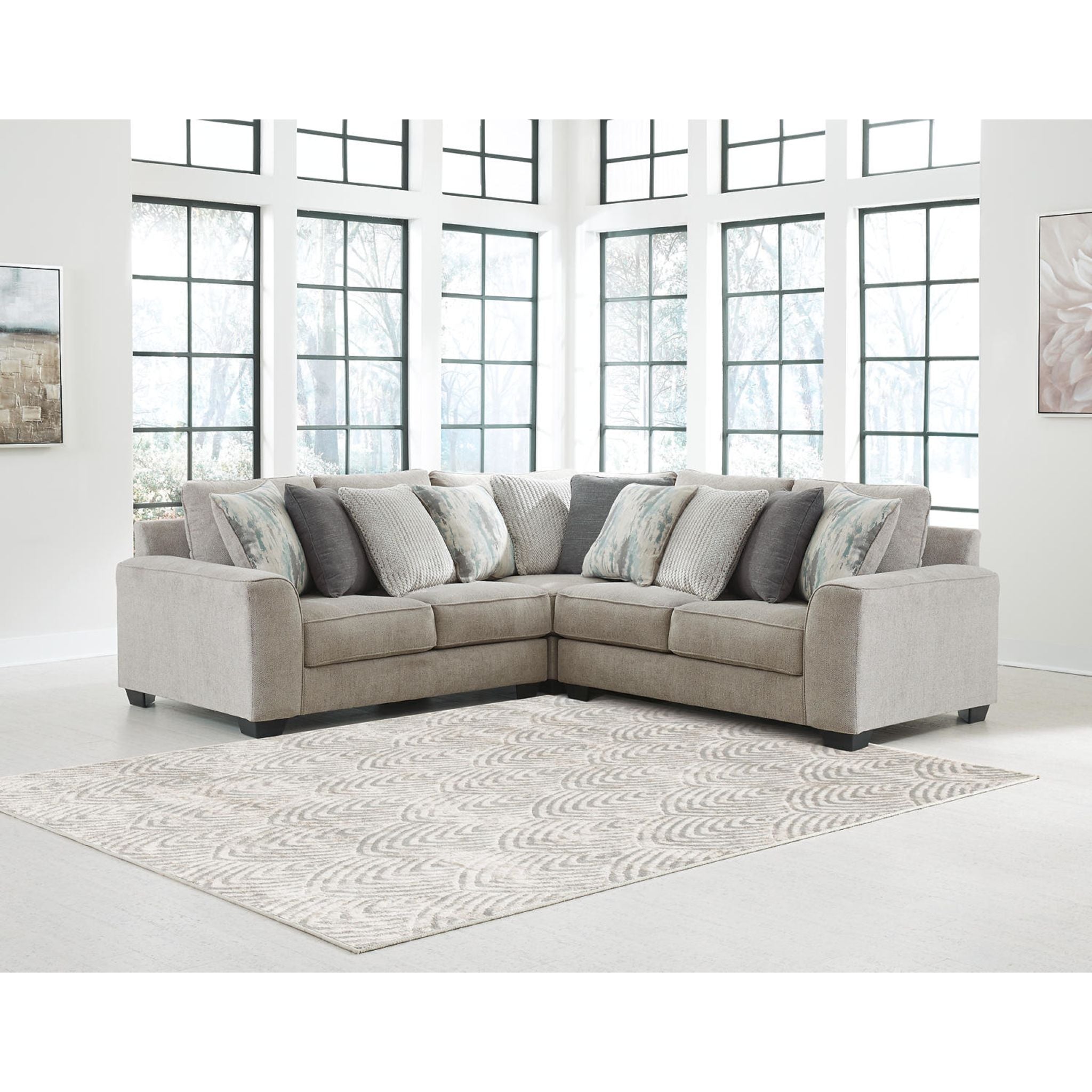 Ardsley 3-Piece Sectional Sofa Set with Reversible Chaise - Modern L-Shaped Couch for Living Room, Family Room & Apartment - Soft Fabric Upholstery & Sturdy Wooden Frame