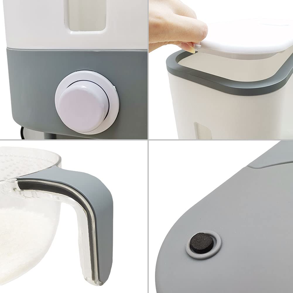 23 Lbs Rice Dispenser & Dry Food Storage Container with Egg Holder - Large Kitchen Cereal Dispenser Bucket for Rice, Soybean, Corn - Perfect for Pantry Organization & Bulk Food Storage