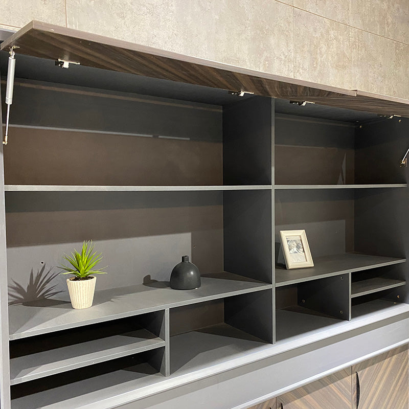 ARMANDO 2.6M Display Unit - Modern Hazelnut & Grey Shelving for Home & Office Organization - Perfect for Living Room, Bedroom, or Retail Store Display