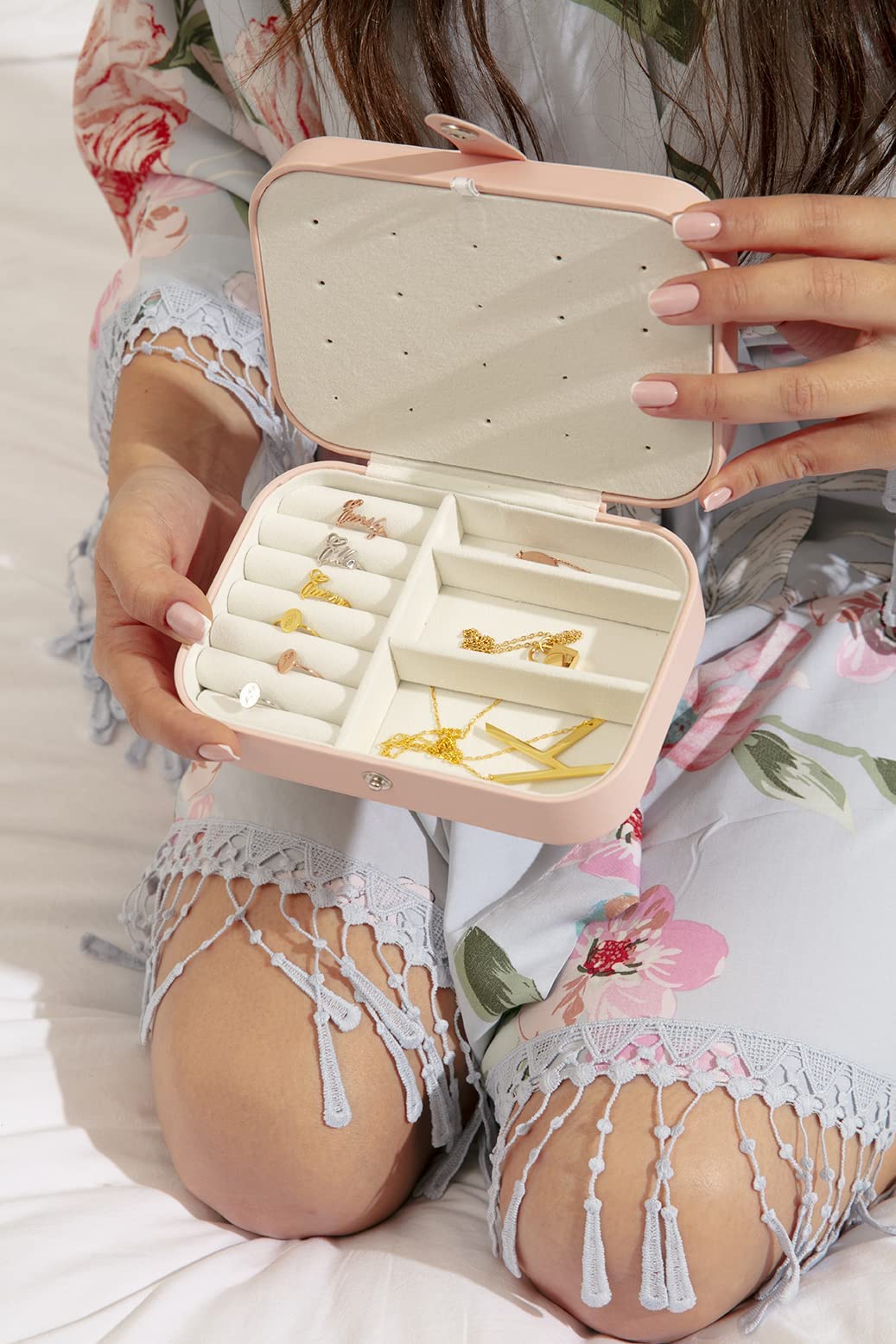 Custom Travel Jewelry Organizer Box with Ring Holder - Stylish Jewelry Storage for Women, Perfect Bridesmaid Gift & On-the-Go Accessory for Travel, Weddings, and Daily Use