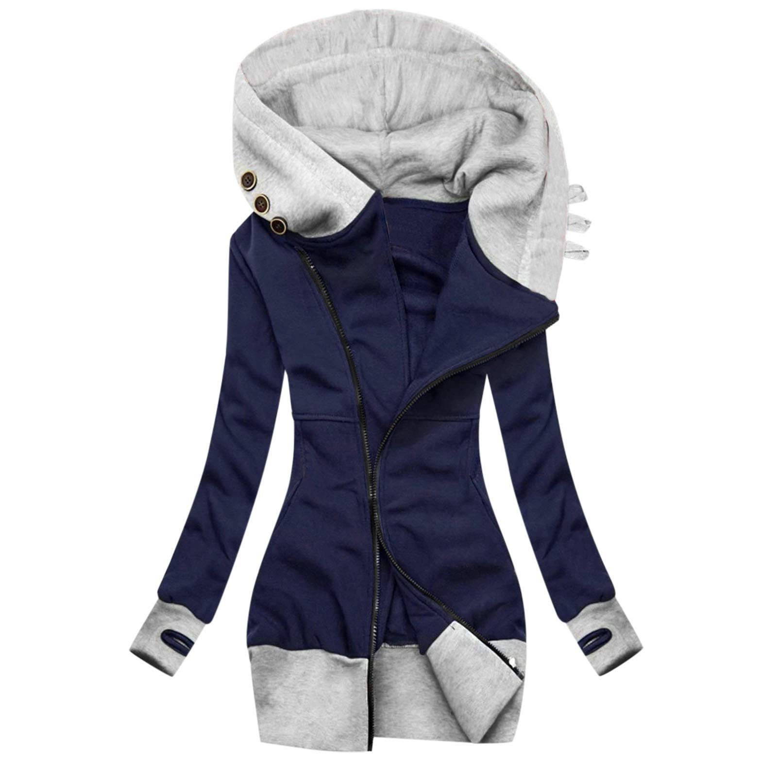 Women's Fashion Solid Color Sweatshirt with Pocket - Long Sleeve Zipper Jacket Coat for Casual Wear, Outdoor Activities & Fall Layering