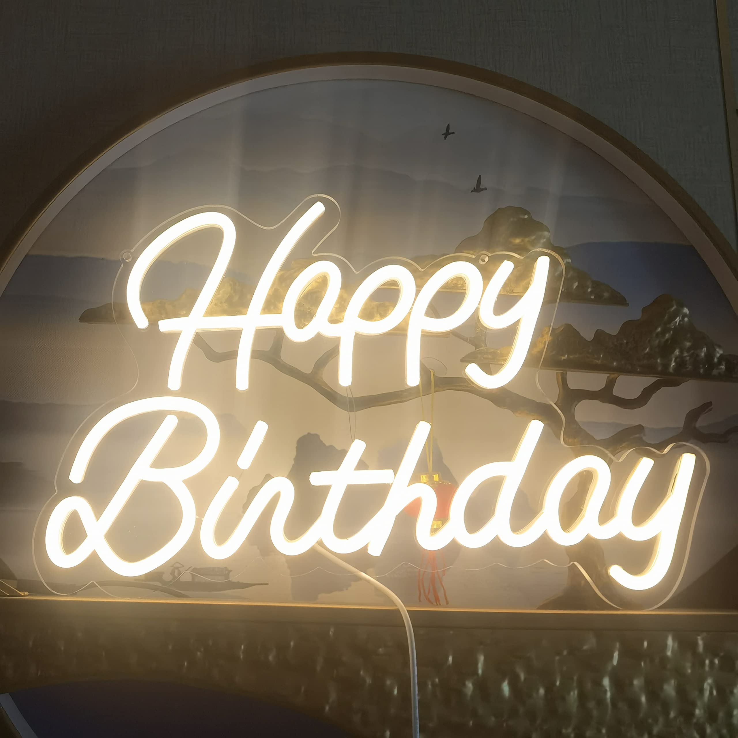 Happy Birthday LED Neon Sign - Dimmable Warm White Night Light for Bedroom, Bar, Wedding, Cafe, Christmas & Anniversary Decor | Perfect for Party Backdrops, Wall Decor & Special Events