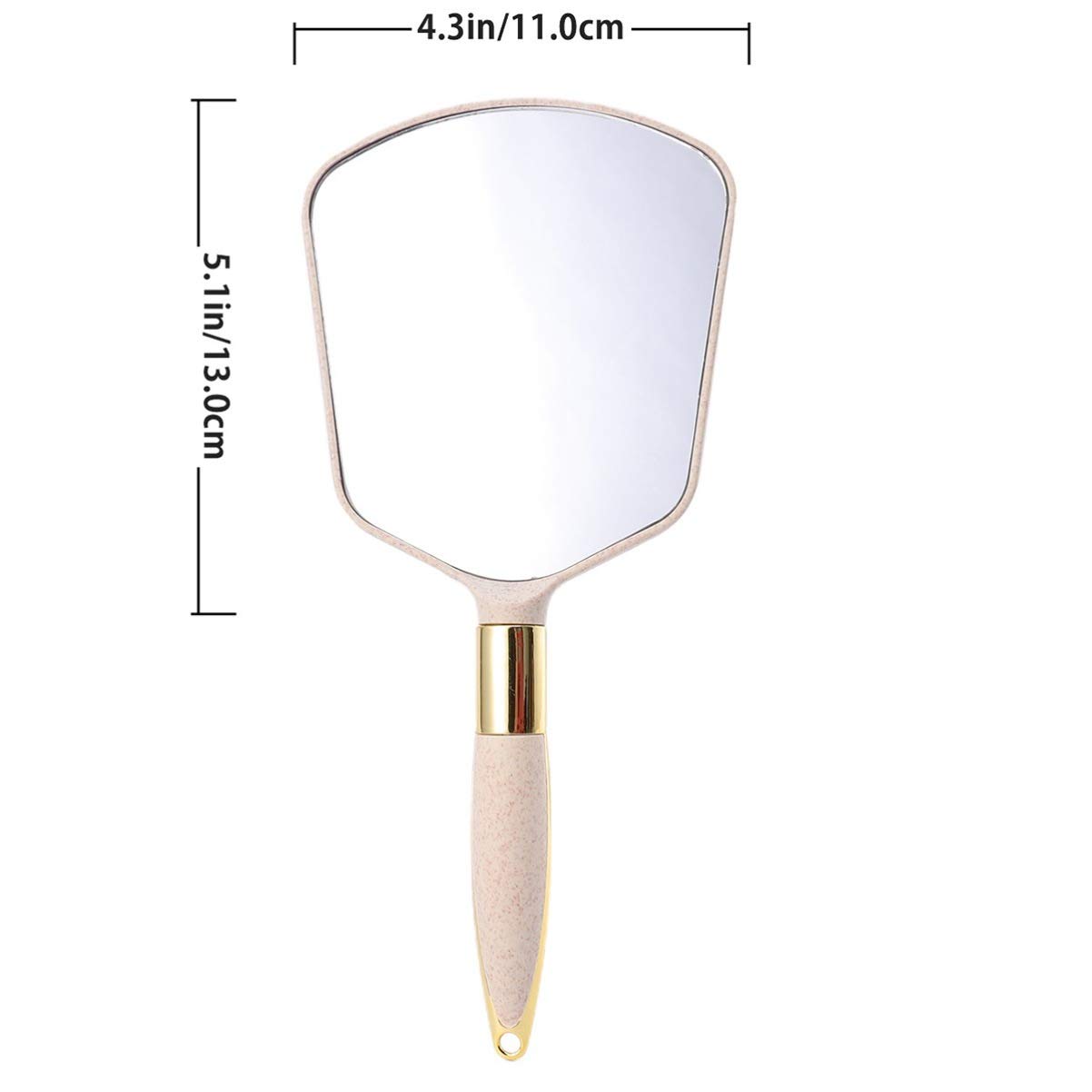 Minkissy Handheld Makeup Mirror with Handle - Portable Travel Mirror for Personal Beauty, Vanity & On-the-Go Use - Compact Beige Cosmetic Mirror for Home, Office & Travel Essentials