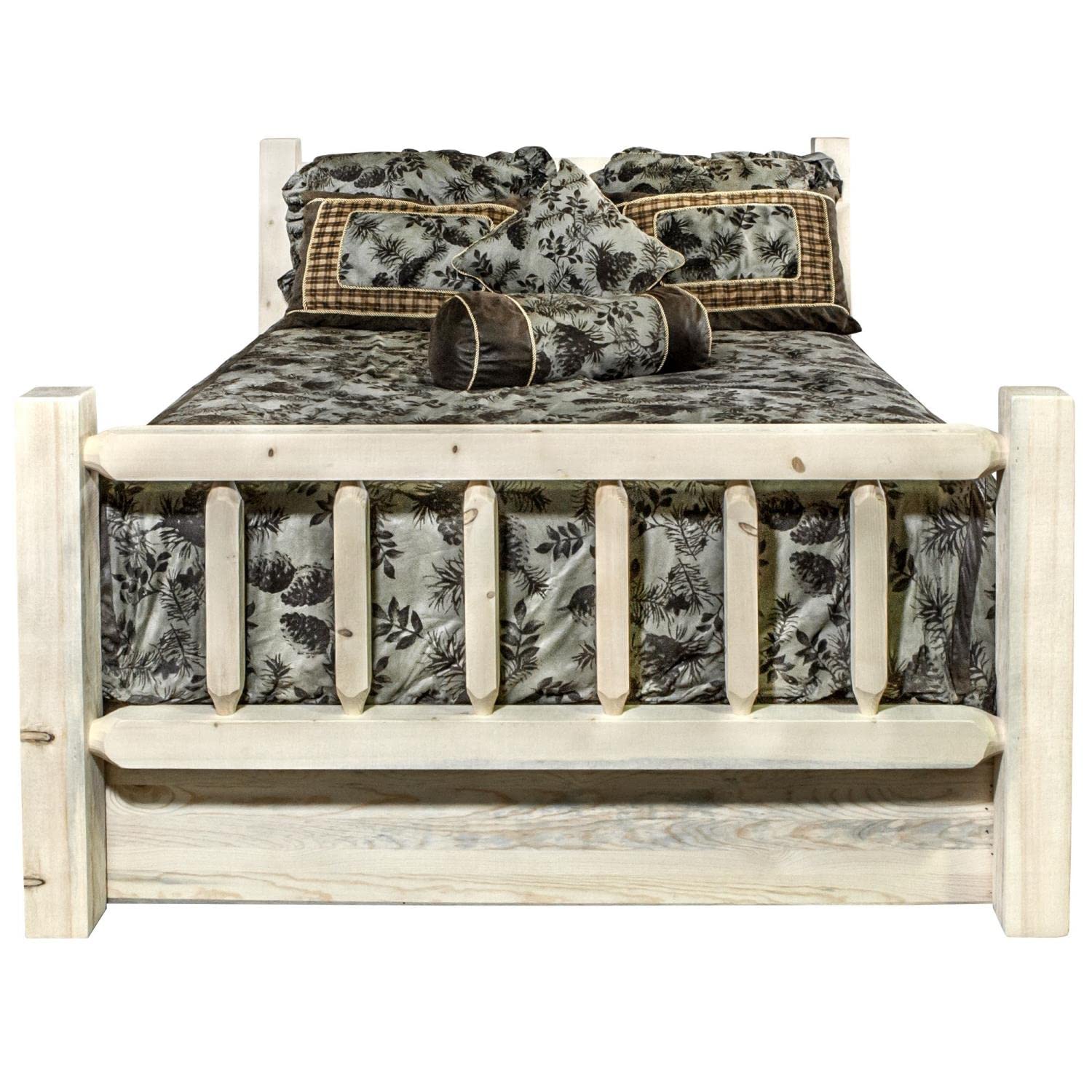 Montana Woodworks Homestead Collection Twin Bed with Storage Drawers - Solid Wood Frame, Clear Lacquer Finish - Perfect for Kids Rooms, Guest Bedrooms & Small Spaces