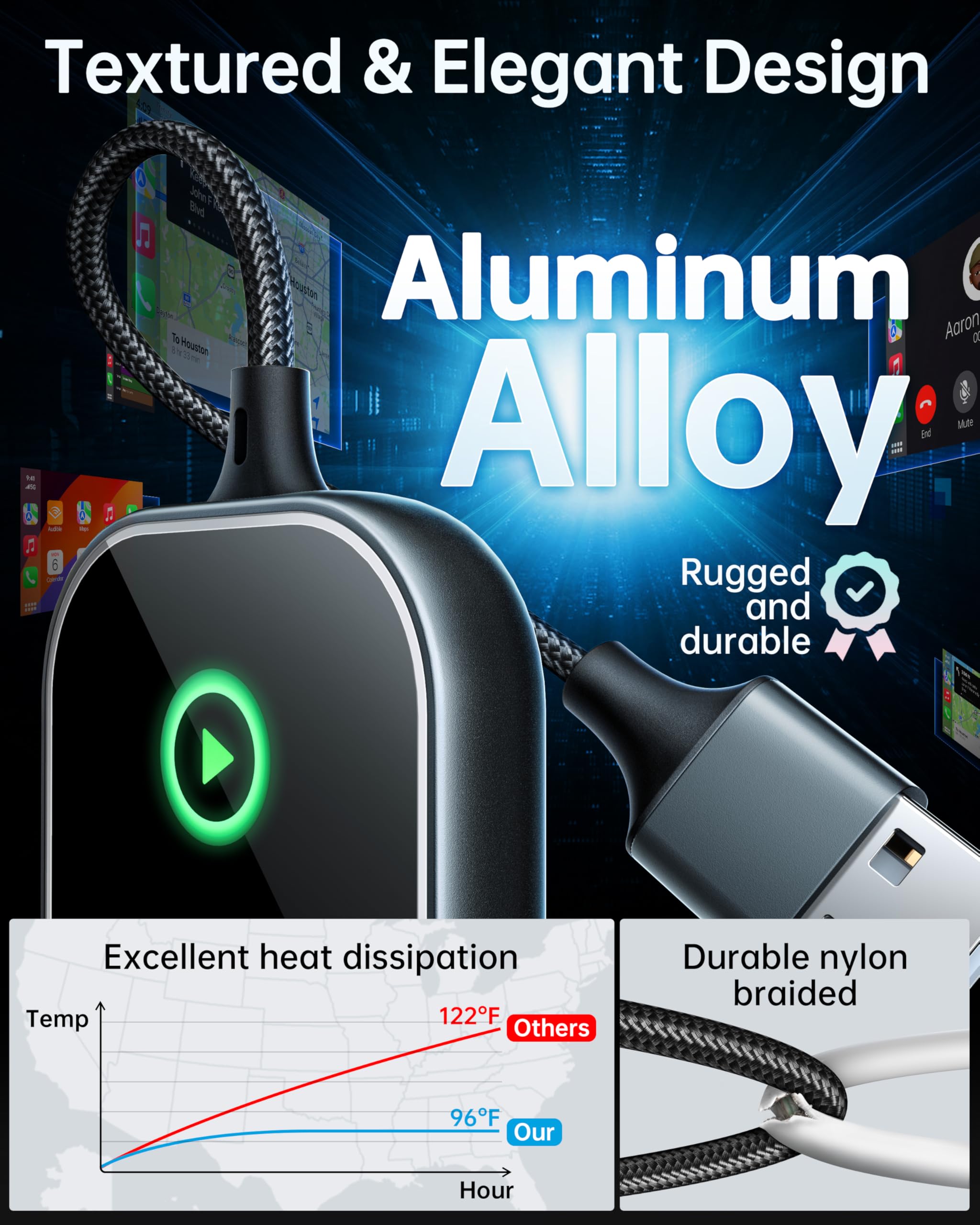 Luckymore Wireless CarPlay Adapter - Convert Wired to Wireless CarPlay Dongle for iPhone iOS 10+ | Plug & Play | Compatible with Cars 2017+ | Perfect for Hands-Free Driving & Music Streaming