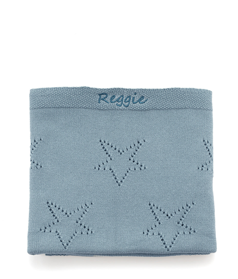Personalized Baby Blanket with Star Design - Soft Blue Baby Gift for Newborns, Christening & Nursery Decor | Perfect for Swaddling, Stroller & Photo Shoots