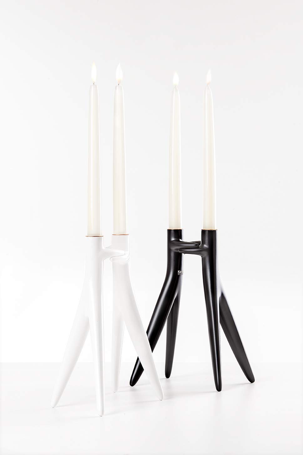 Kartell Abbracciaio Candle Holders by Philippe Starck & Abroise Maggiar - Set of 4 Opaque Black Glass Votive Holders for Home Decor, Wedding Centerpieces, and Tabletop Decorations