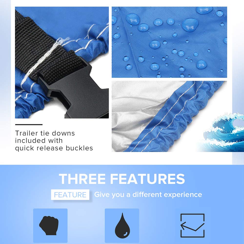 MASO Heavy Duty Boat Cover 17-19ft - 210D Waterproof Marine Grade Speedboat Cover with UV Protection - Perfect for Outdoor Boat Storage & Winter Protection