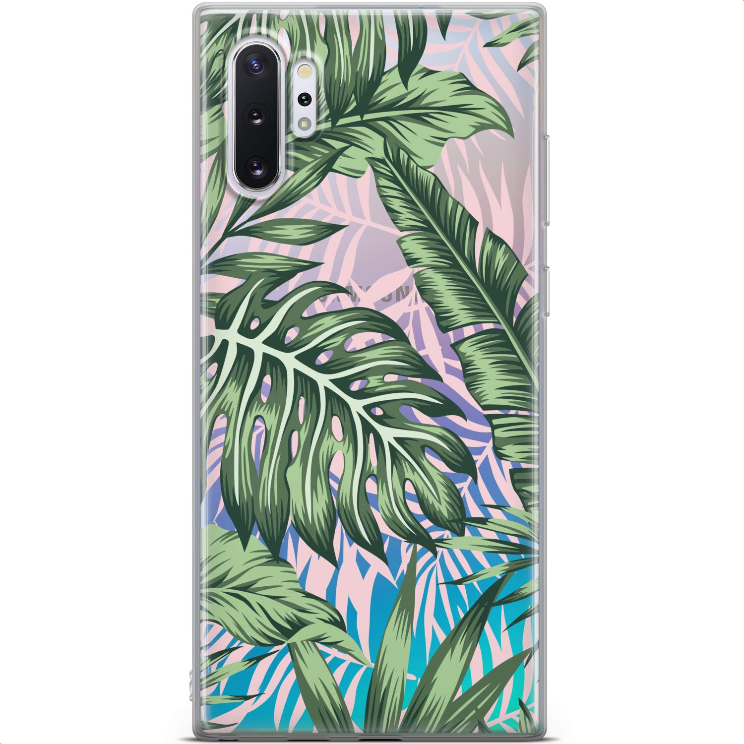 Samsung Galaxy S24 S23 Ultra S22 S21 FE S20 S10 Phone Case - Slim Flexible TPU Cover with Tropical Leaf Design, Lightweight Protective Case for Everyday Use, Travel & Outdoor Activities (Pink)