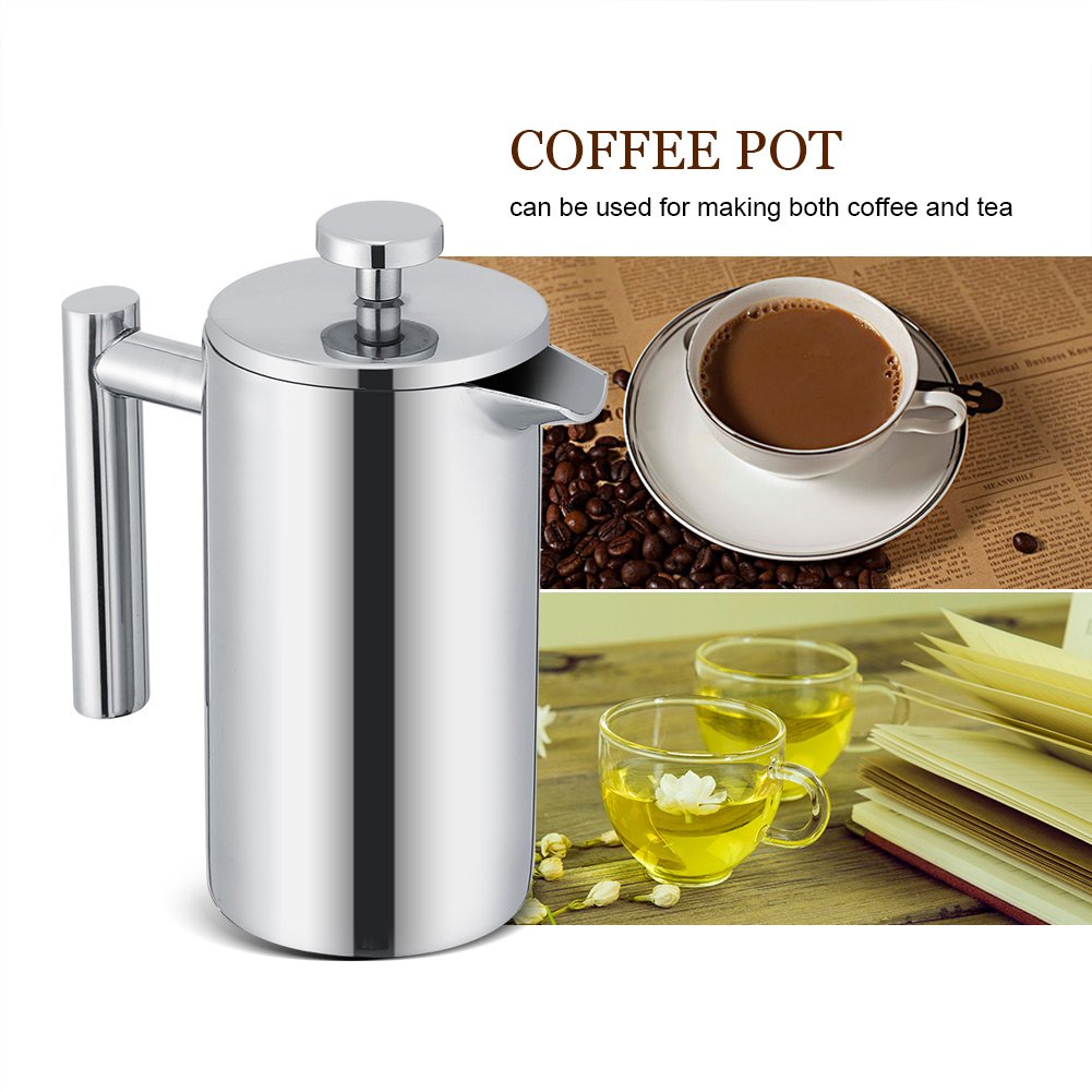 Premium Stainless Steel French Press Coffee Maker - 350ml Double Wall Insulated, Rust-Proof for Espresso & Tea - Perfect for Home, Office, Camping & Gifts