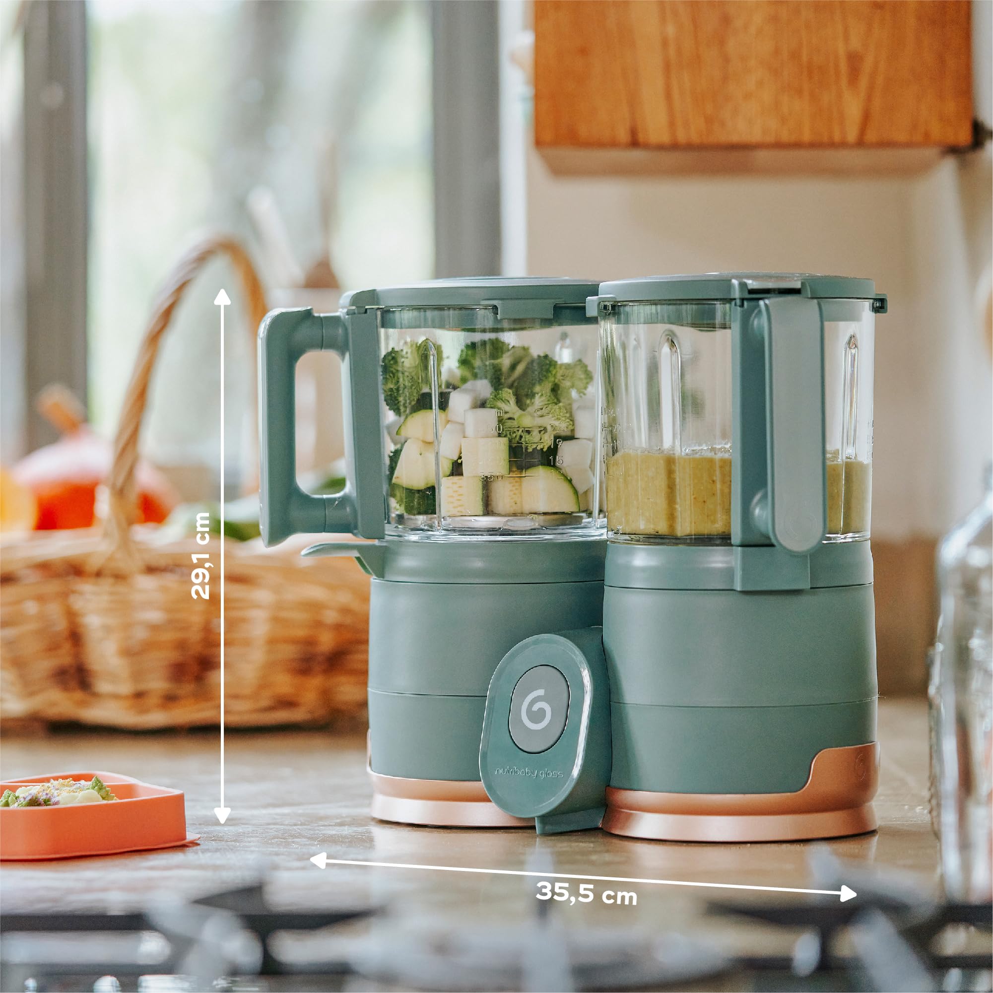 **Babymoov Nutribaby Glass 4-in-1 Baby Food Maker & Steamer – Blender, Warmer, Defroster for Weaning | Eco-Friendly Glass Bowls & Stainless Steel Basket | Perfect for Homemade Baby Puree & Healthy Meals**