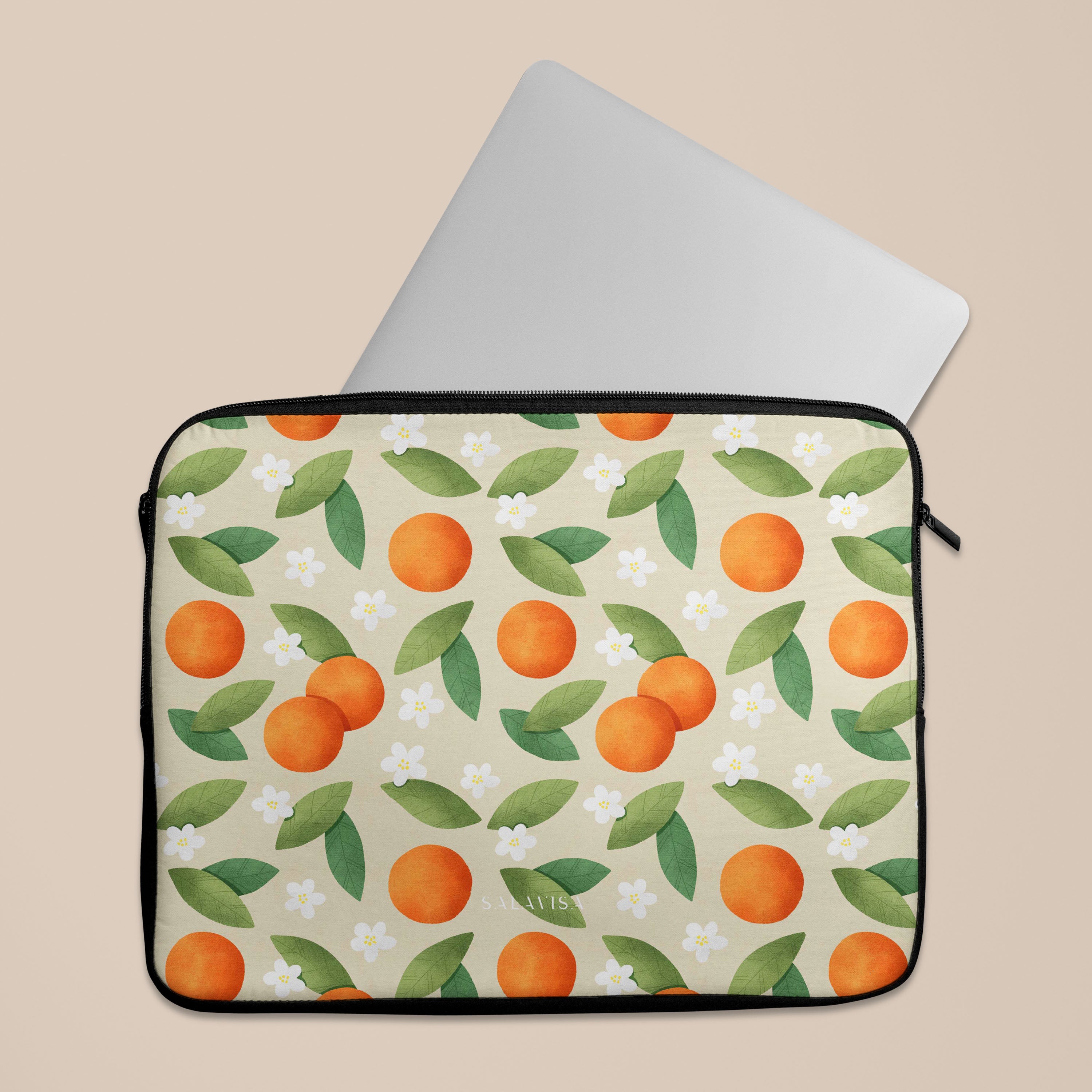 Stylish Tangerine Summer Mix Laptop Sleeve Case - 13-15 Inch Protective Cover for MacBook, Dell, HP - Perfect for Work, Travel & School Accessories
